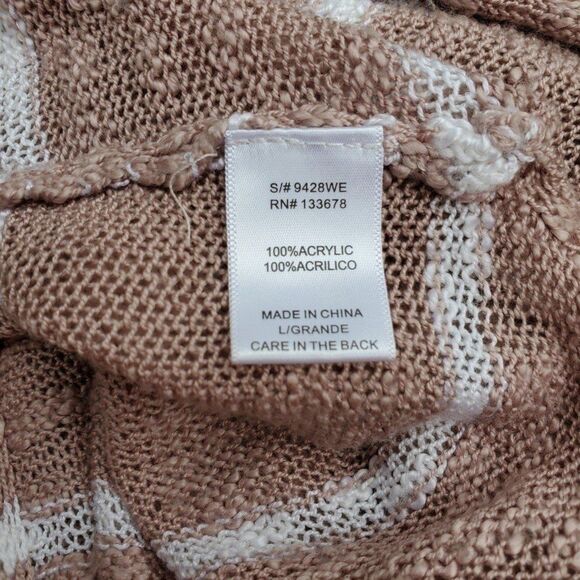 Love Tree Womens Sz Large Long Cardigan Dusty Rose White Stripes - Picture 5 of 8